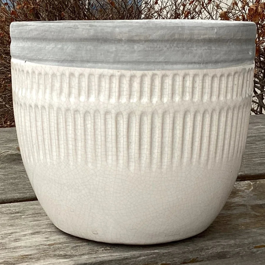 Grey Rim Ceramic Pot