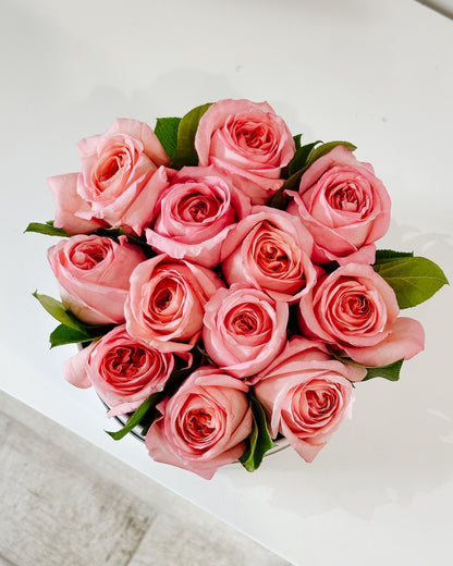 A Dozen Pink Roses Floral Box