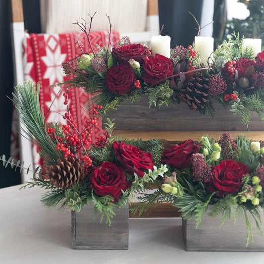 "Red Rustic Winter's Charm" Floral Arrangement