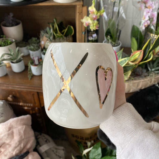 "XO" Heart Ceramic Pot